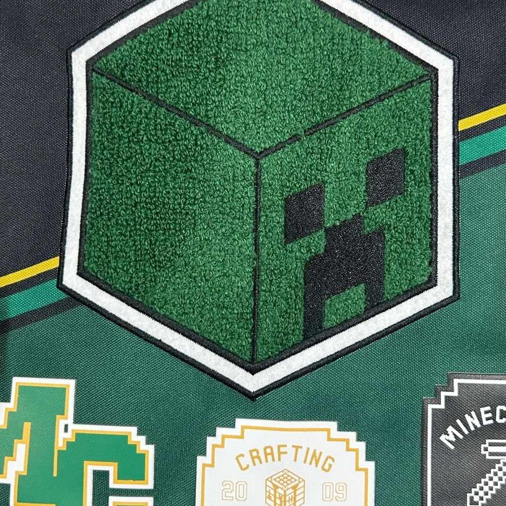 Minecraft Creeper Varsity 17 Inch Backpack Green Black Padded Laptop Sleeve NWT